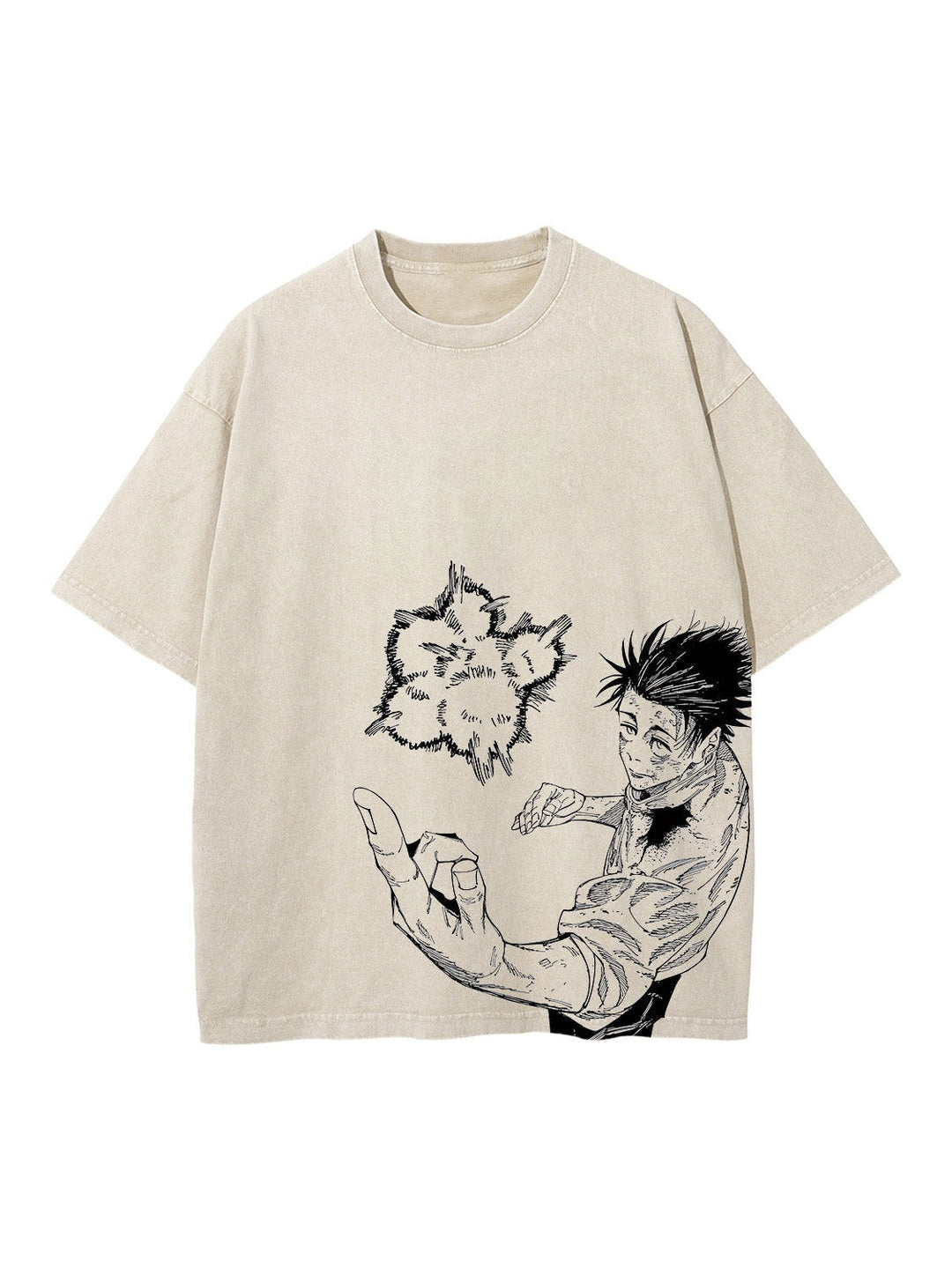Discover Distinctive Style: Teasearch3d's Acid Washed Shirt Line 44 Yuta Okkotsu Vintage Tee
