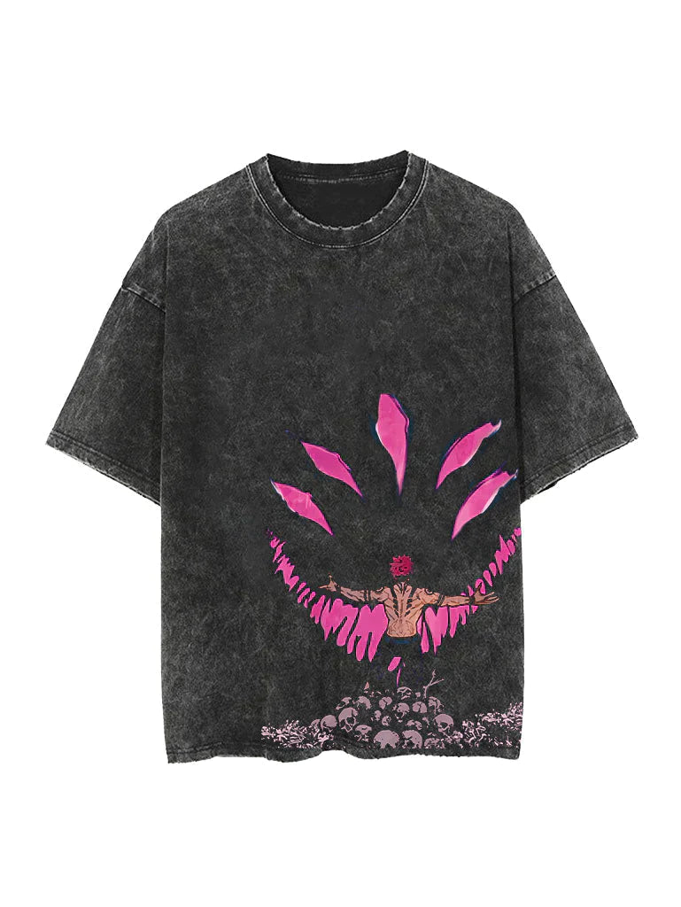 Discover Distinctive Style: Teasearch3d's Acid Washed Shirt Line 8 Sukuna Vintage Oversize Tee