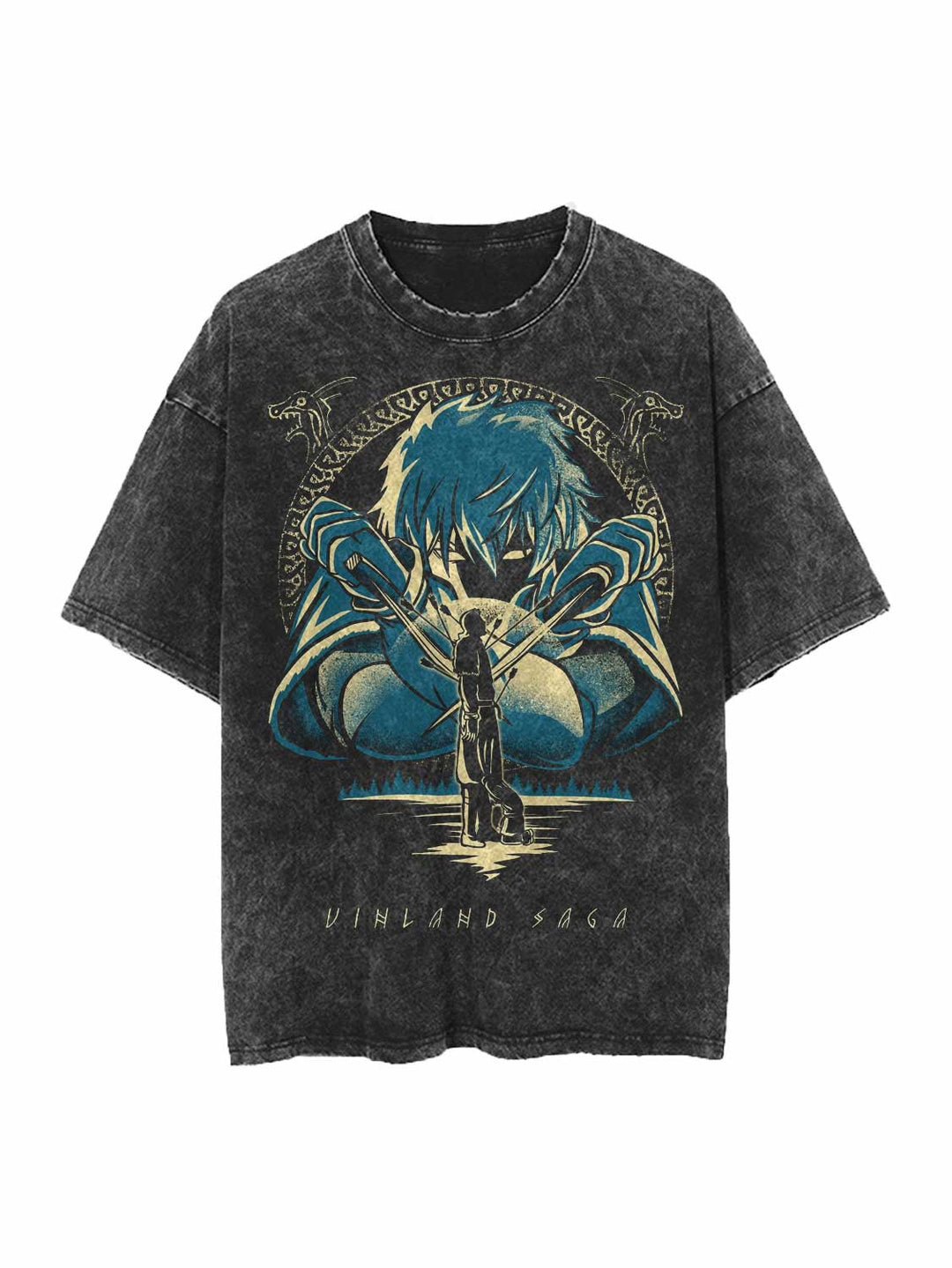 Discover Distinctive Style: Teasearch3d's Acid Washed Shirt Line 37 Vinland Saga Thorfinn Vintage Oversize Tee