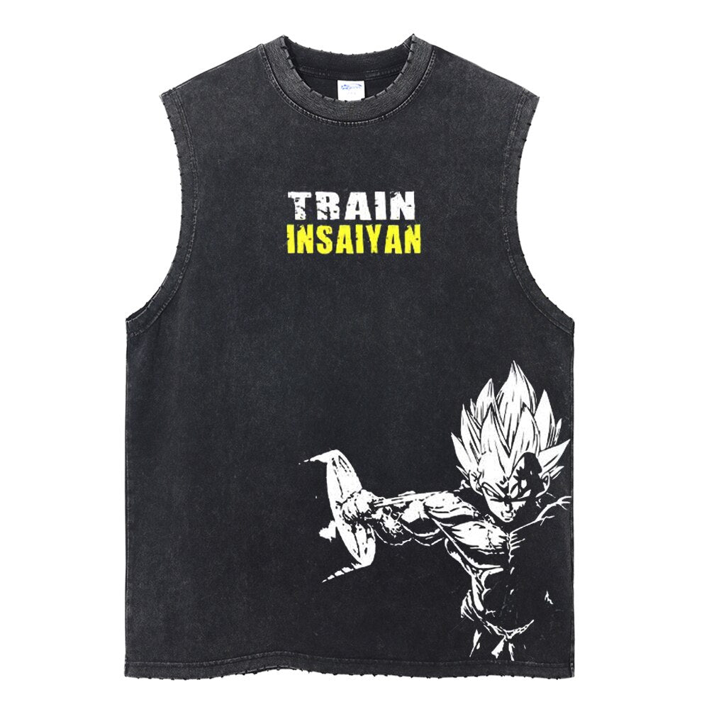 Discover Distinctive Style: Teasearch3d's Acid Washed Shirt Line 25 Train Insaiyan Vintage Washed Tank Top